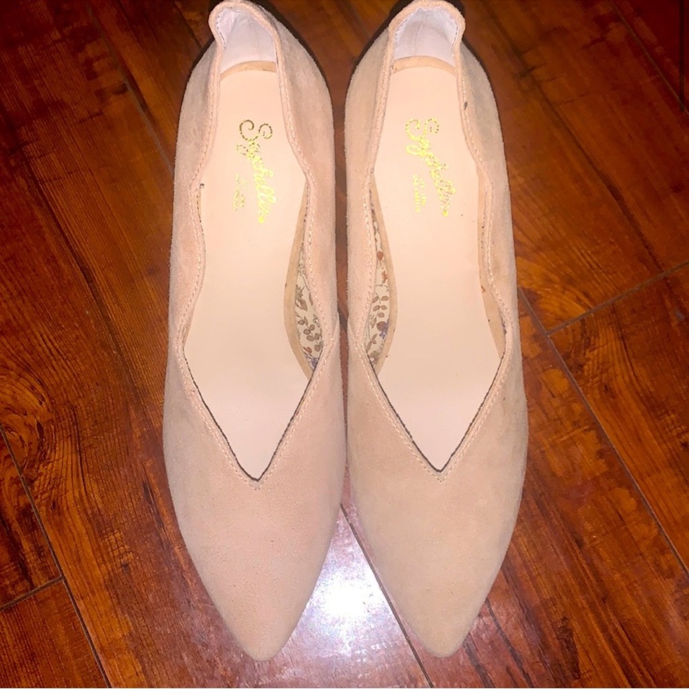 Seychelles Cascade Block Heels Nude Suede - NWOB